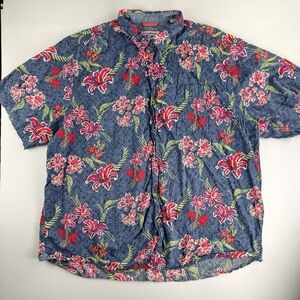 Tommy Bahama Men’s Floral Shirt  Blue XXL Casual Resort Fall Weekend Style